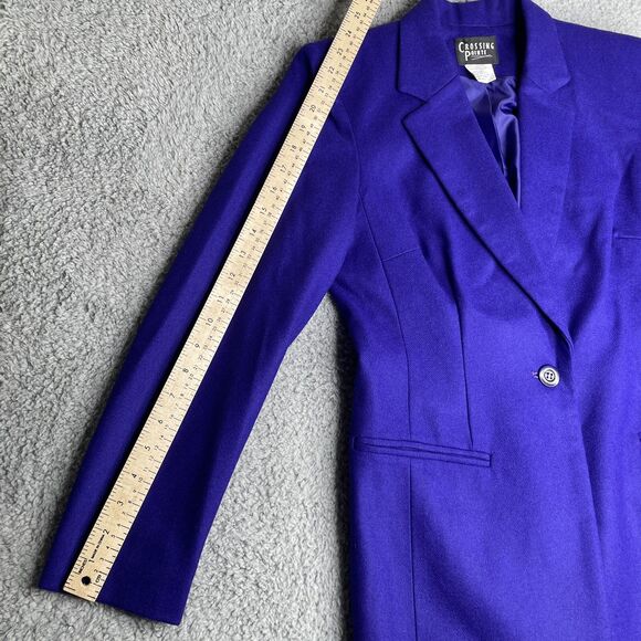 VTG Crossing Pointe Purple Wool Blazer Women 8 P Retroglam Office Long Blazer - Picture 6 of 13